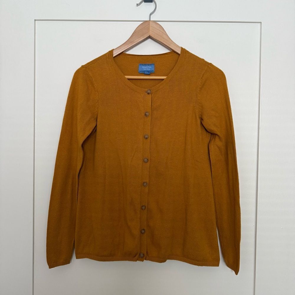 Simply Vera Vera Wang Cardigan Womens Sz XS Mustard Button Front Casual Colorful